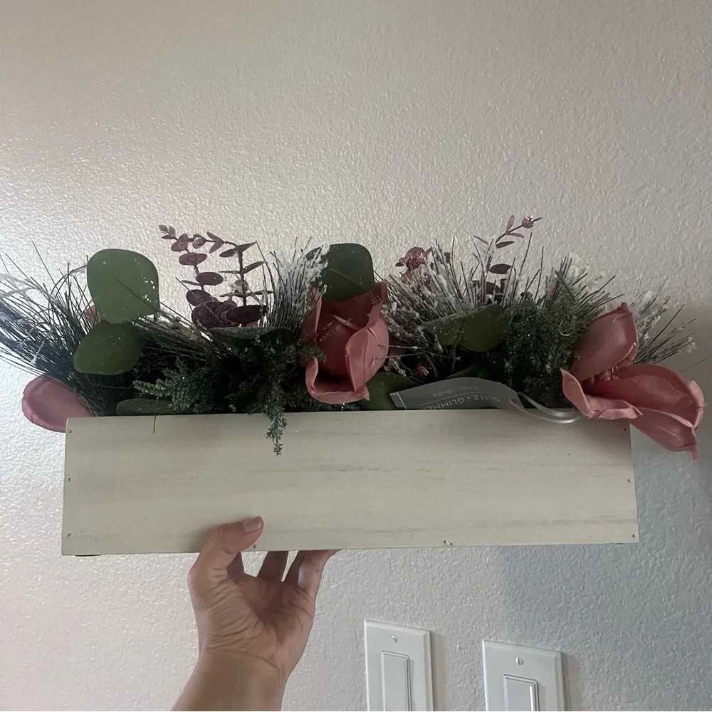 Elegant Pink and Green Floral Holiday Christmas Arrangement